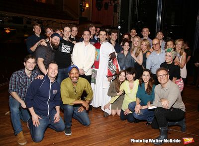 Andy Blankenbuehler, Corey Cott, Laura Osnes, Beth Leavel and Kevin Worley with cast Photo