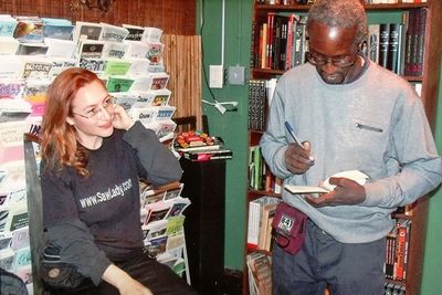 Kurt Boone, Natalia Paruz imbyâ€s Bookstore NYC in Brooklyn, New York. Natalia, wh Photo
