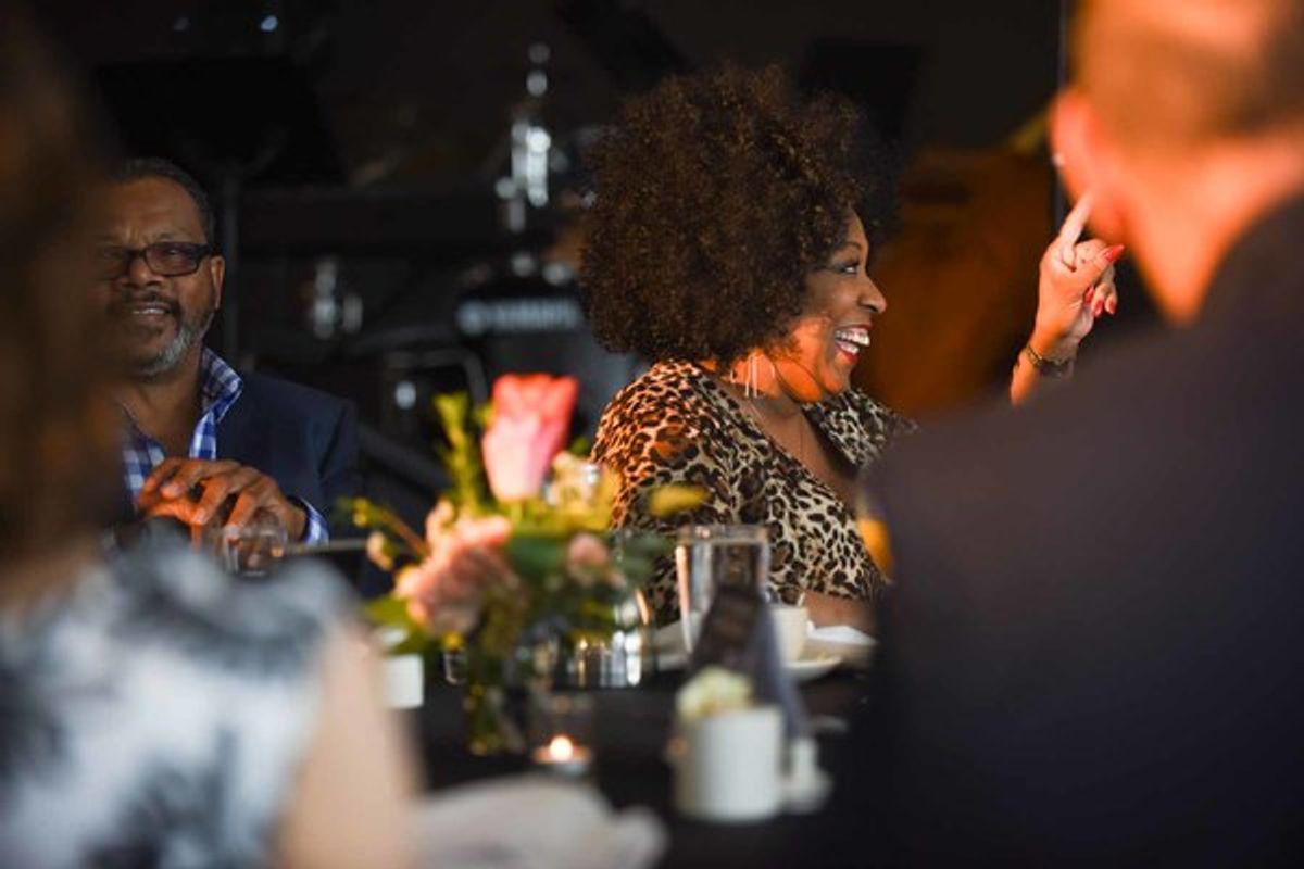 2016 Guy Adkins Award for Excellence in the Advancement of Music Theatre in Chicago recipient E. Faye Butler reacts to the speakers comment on her illustrious career at 