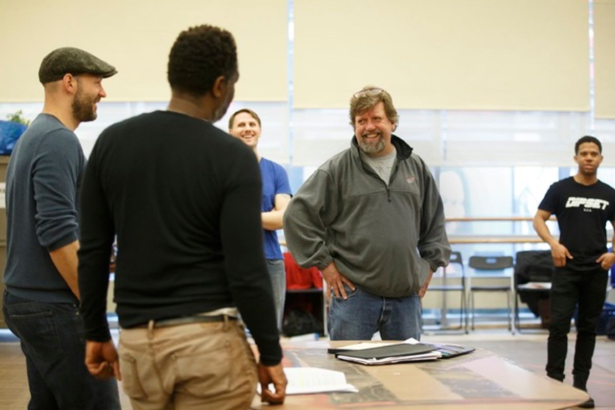 Oskar Eustis, Corey Stoll, John Douglas Thompson, Tyler La Marr, and Chris Myers at 