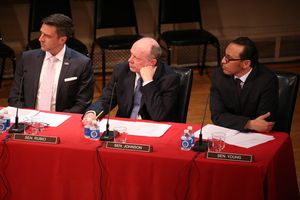 Raul Esparza, Nathan Osgood and Aasif Mandvi Photo