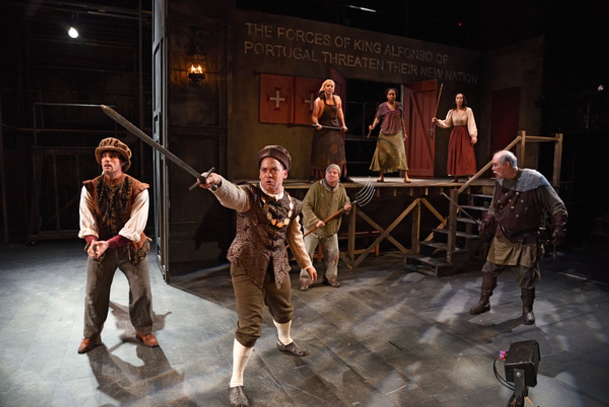 Daniel Duque-Estrada as Alonso, Joe Wilson, Jr. as Esteban, Stephen Berenson as Mengo, Angela Brazil as Jacinta, Wenricka Griffith as a Villager, Octavia Chavez-Richmond as Laurencia, and Timothy Crowe as Flores at 