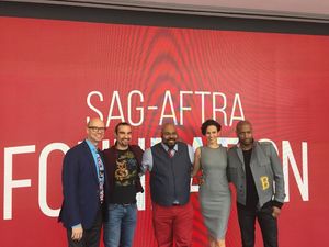 Richard Ridge, Javier Munoz, James Monroe Iglehart, Mandy Gonzalez, and Bryan Terrell Clark. @ BroadwayWorld Richard Ridge, Javier Munoz, James Monroe Iglehart, Mandy Gonzalez, and Bryan Terrel Photo