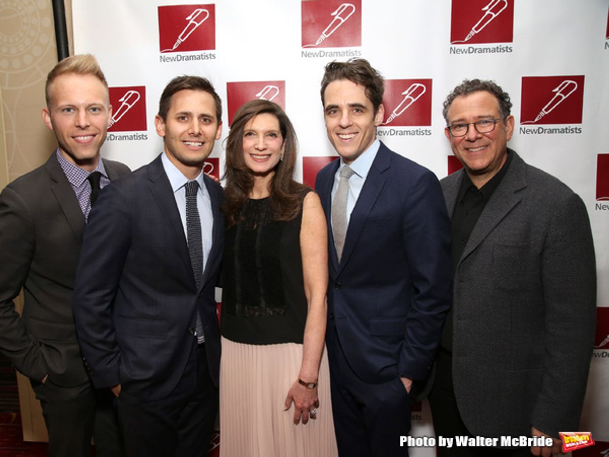 The Dear Evan Hansen creative team: writers Justin Paul and Benj Pasek, producer Stacey Mindich, writer Steven Levenson, and director Michael Greif  at 