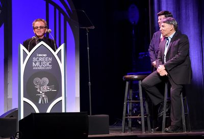 LOS ANGELES, CA - MAY 16:  ASCAP President Paul Williams presents Stephen Schwartz wi Photo