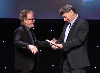LOS ANGELES, CA - MAY 16:  Honoree Stephen Schwartz accepts the Founder's Award from  Photo