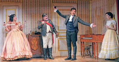 Mary Testa, Michael McGrath, Michael Urie, and Talene Monahon Photo