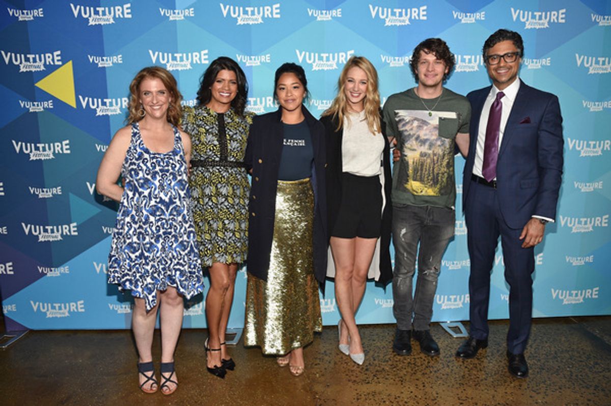 Jennie Snyder Urman, Andrea Navedo, Gina Rodriguez, Yael Grobglas, Brett Dier, and Jamie Camil  at 