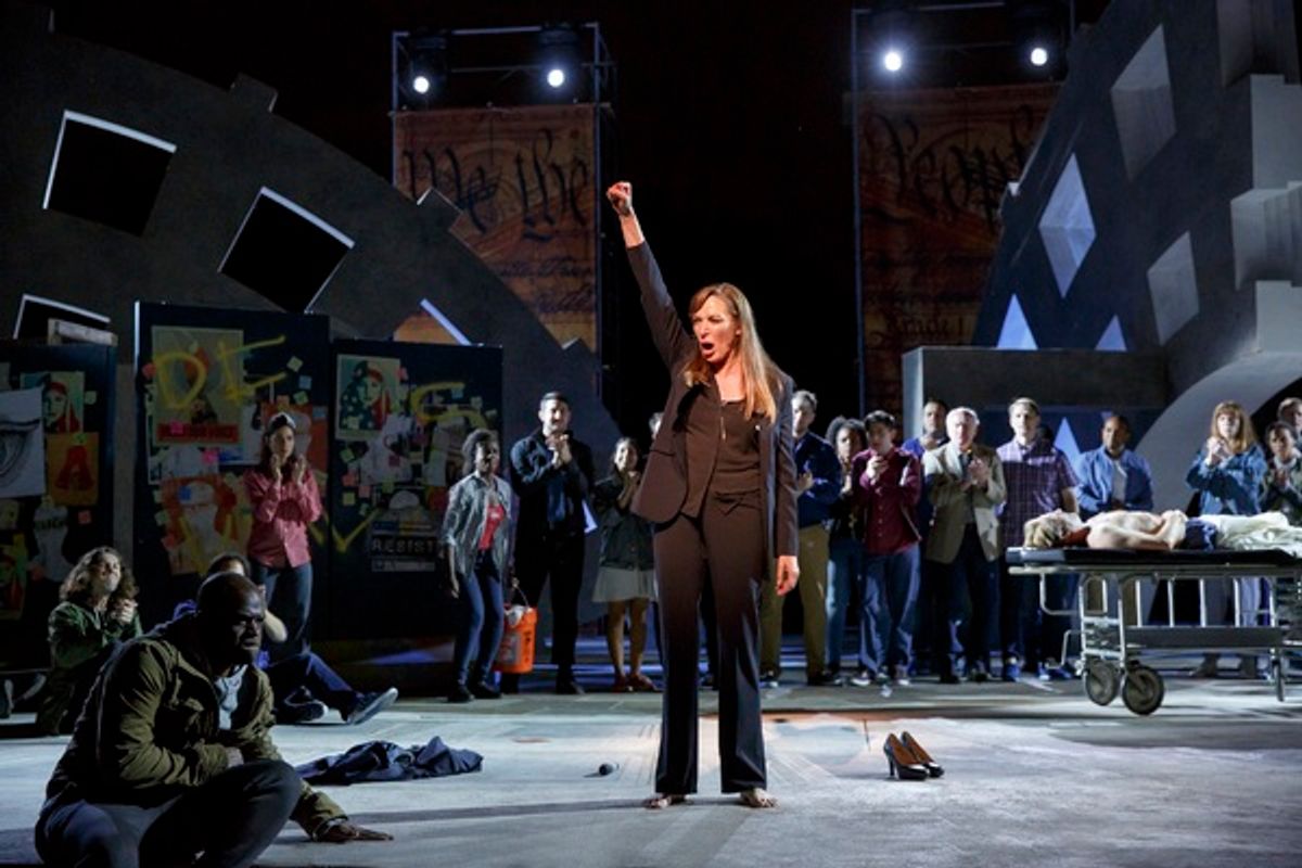 Elizabeth Marvel (center) and the company at 