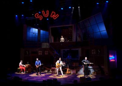 The cast of Million Dollar Quartet, directed by Hunter Foster. Photo by Huth Photogra Photo
