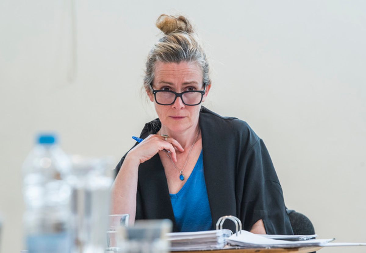 Emma Fielding plays Prosecuting Counsel Nelson at 