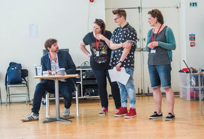 John Lightbody with Helen King, Claire Bryan and Lucy Holland Photo