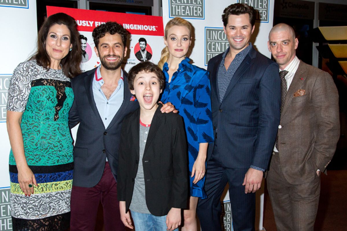Stephanie J. Block, Brandon Uranowitz, Anthony Rosenthal, Betsy Wolfe, Andrew Rannells, Christian Borle at 