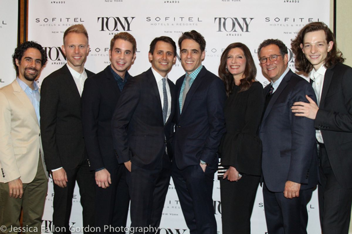 Alex Lacamoire, Justin Paul, Ben 
Platt, Benj Pasek, Steven Levenson, Stacey Mindich, Michael Greif and Mike Faist at 