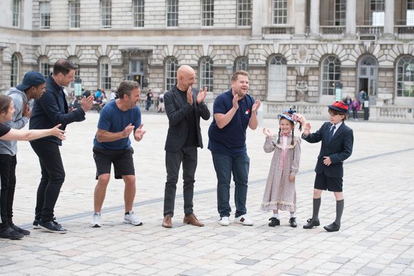 James Corden, Sir Ben Kingsley and cast of Crosswalk the Musical MARY POPPINS and cas Photo