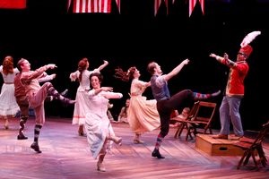 Matt Loehr (Harold Hill) and the cast of THE MUSIC MAN at North Shore Music Theatre thru June 18. Photo by Paul Lyden.
@ BroadwayWorld Matt Loehr (Harold Hill) and the cast of THE MUSIC MAN at North Shore Music Theatre t Photo