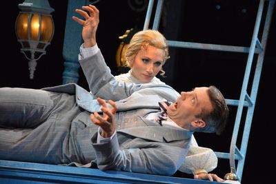 Siri Howard (Marian Paroo) and Matt Loehr (Harold Hill) in THE MUSIC MAN at North Sho Photo