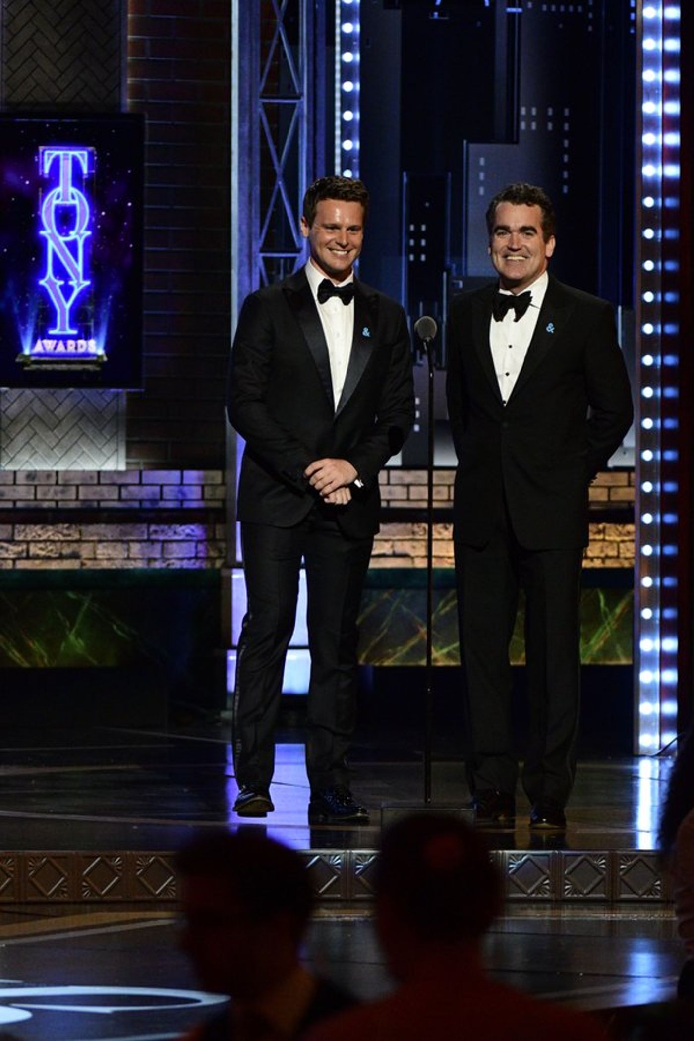 Cynthia Erivo, Jonathan Groff and Brian d'Arcy James Wear GLAAD Pins at 2017 Tony Awards  Image
