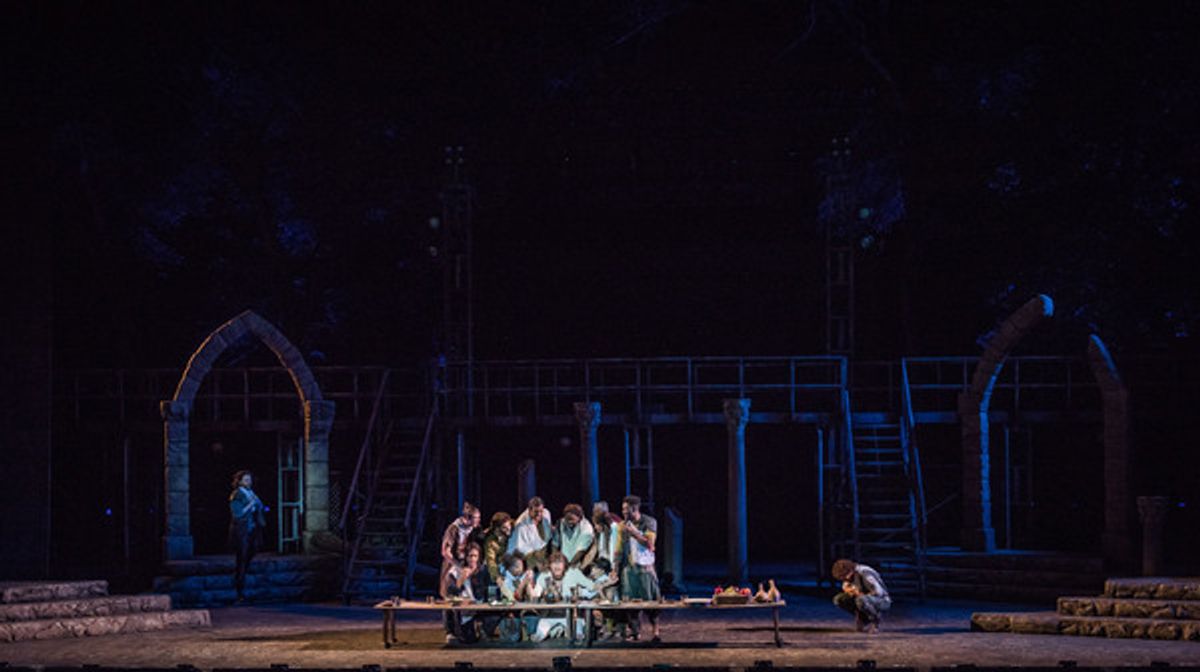 Bryce Ryness, Constantine Maroulis and the company at 