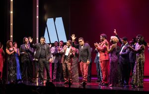 Jackie Jackson and Tito Jackson on stage with the West End company of Motown the Musical @ BroadwayWorld Jackie Jackson and Tito Jackson on stage with the West End company of Motown the Musi Photo