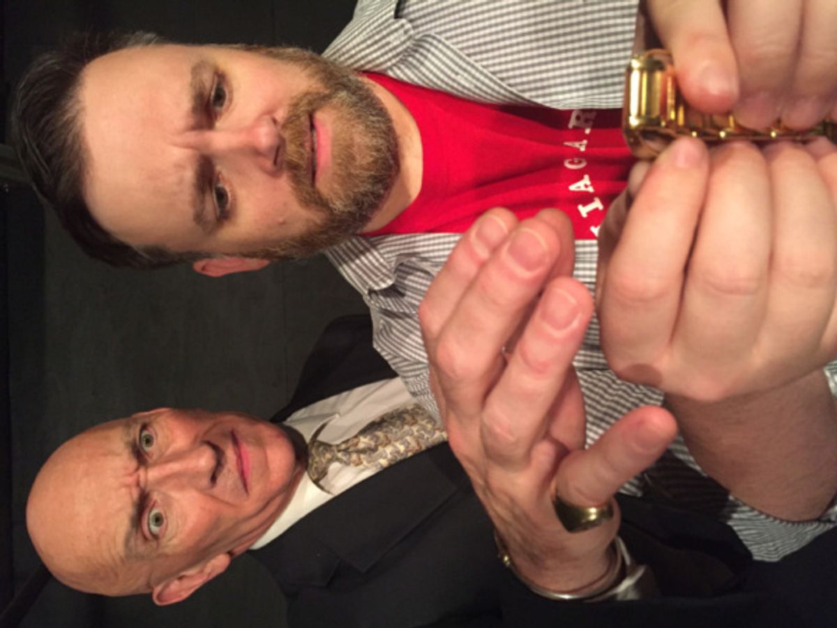 Michael Thurber as the Traveller, Joe Luca as Ben in BEN MINUS ZOE MINUS BEN, written and directed by Lenny Schwartz (Photo by Lenny Schwartz)
(photos provided by Jay Michaels Arts & Entertainment) at 