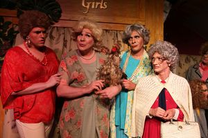 (left to right) AJ Wright, Ed Jones, David Cerda and Adrian Hadlock in Hell in a Handbag Productions’ world premiere THE GOLDEN GIRLS – THE LOST EPISODES by David Cerda, directed by Shade Murray. Photo by Rick Aguilar Studios. @ BroadwayWorld (left to right) AJ Wright, Ed Jones, David Cerda and Adrian Hadlock in Hell in a Hand Photo