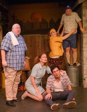 David H.M. Lambert (Walter), Julienne Greer (Ellen), Jacob Oderberg (Rudy), Alexandria Fazzari (Maureen) and Kyle Montgomery (Georgie) in Tom Dudzick's, King O' The Moon.
@ BroadwayWorld David H.M. Lambert (Walter), Julienne Greer (Ellen), Jacob Oderberg (Rudy), Alexandri Photo