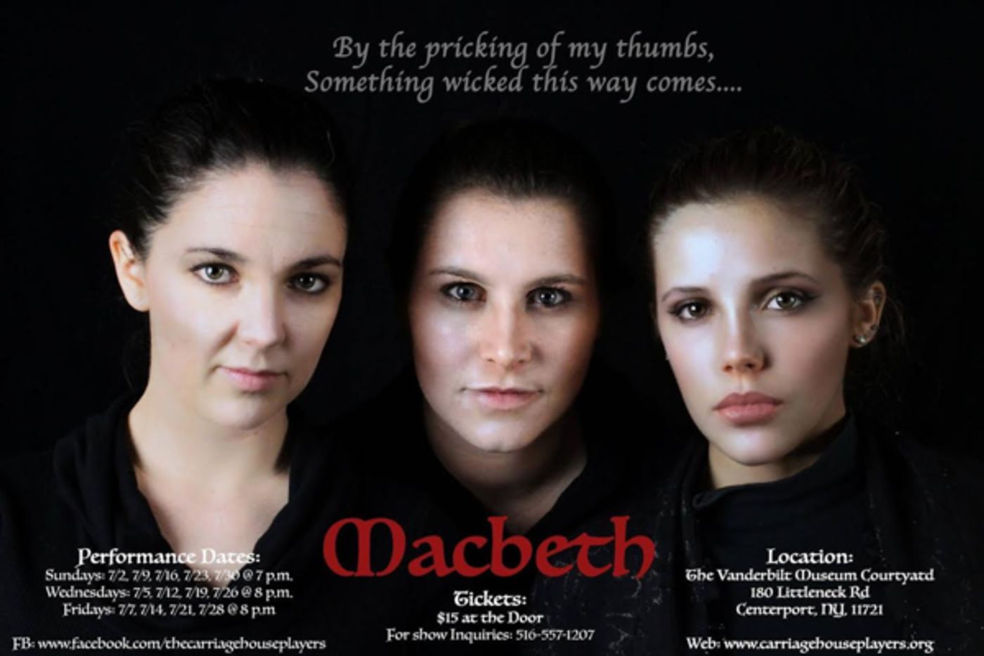 Photo Flash: Sneak Peek - The Carriage House Players to Present Shakespeare's MACBETH  Image