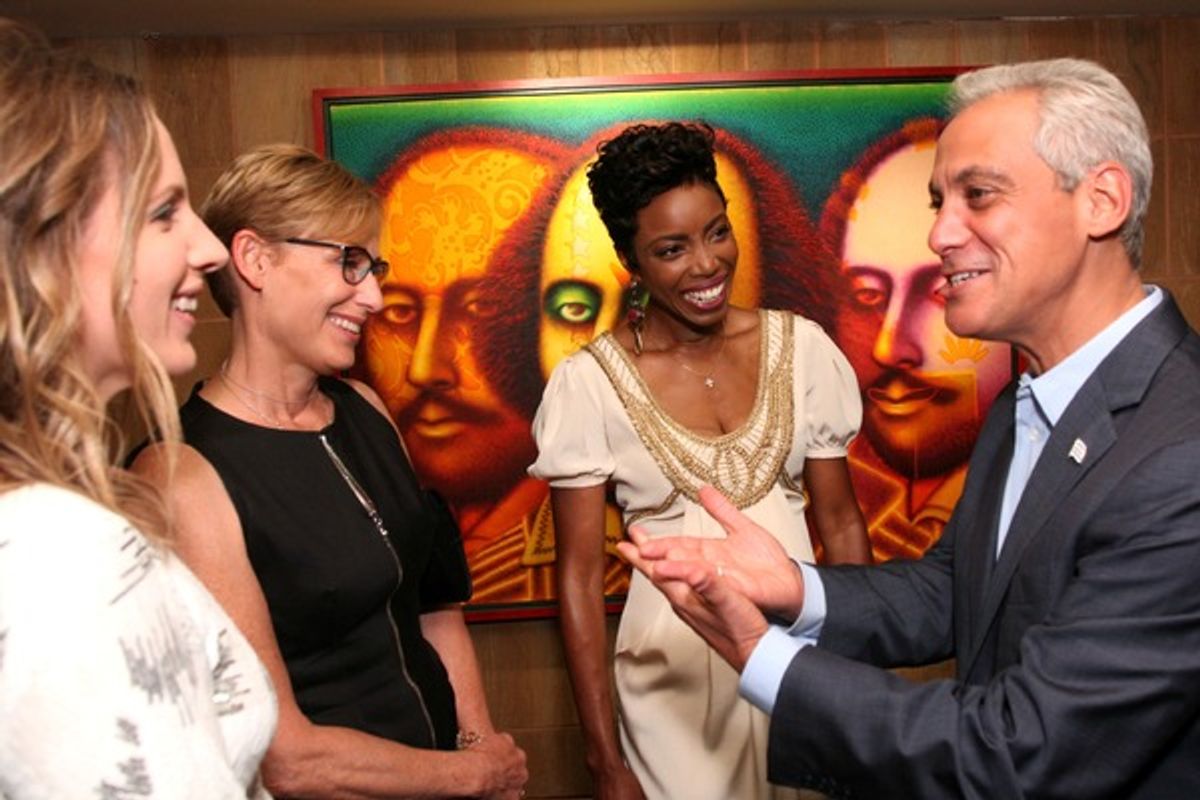 Jessie Mueller, Amy Rule, Heather Hadley, and Mayor Rahm Emanuel at 