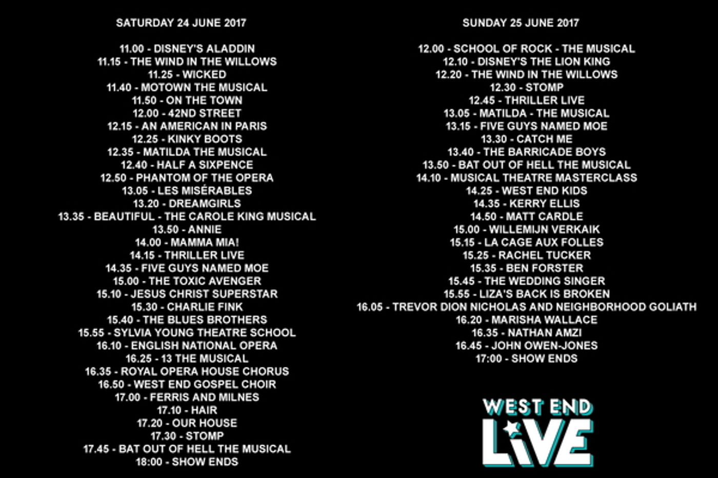 Photo Flash: Sneak Peek - WEST END LIVE 2017 Returns to London This Weekend  Image