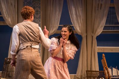 L to R) Niall Cunningham (Richard Miller) and Ayssette Munoz (Muriel McComber) in reh Photo
