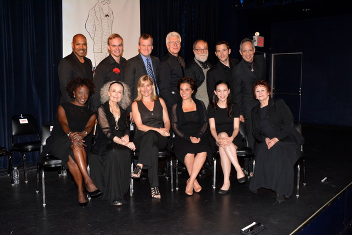 -Darius de
Haas, Stephen T. Shore, Bradford Cover, Tony Sheldon, Robert Zukerman, Richard Gallagher, Thom Sesma, Daphne Gaines, Mary Beth Peil, Kelly McAndrew, Rachel Botchan, Kimberly Immanuel and Cynthia Darlow at 