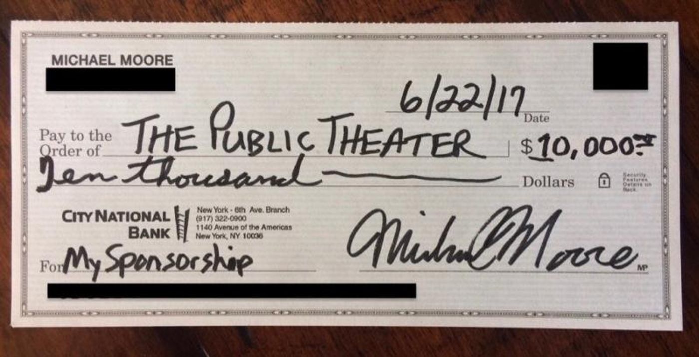 Michael Moore Donates $10K to The Public Theater  Image