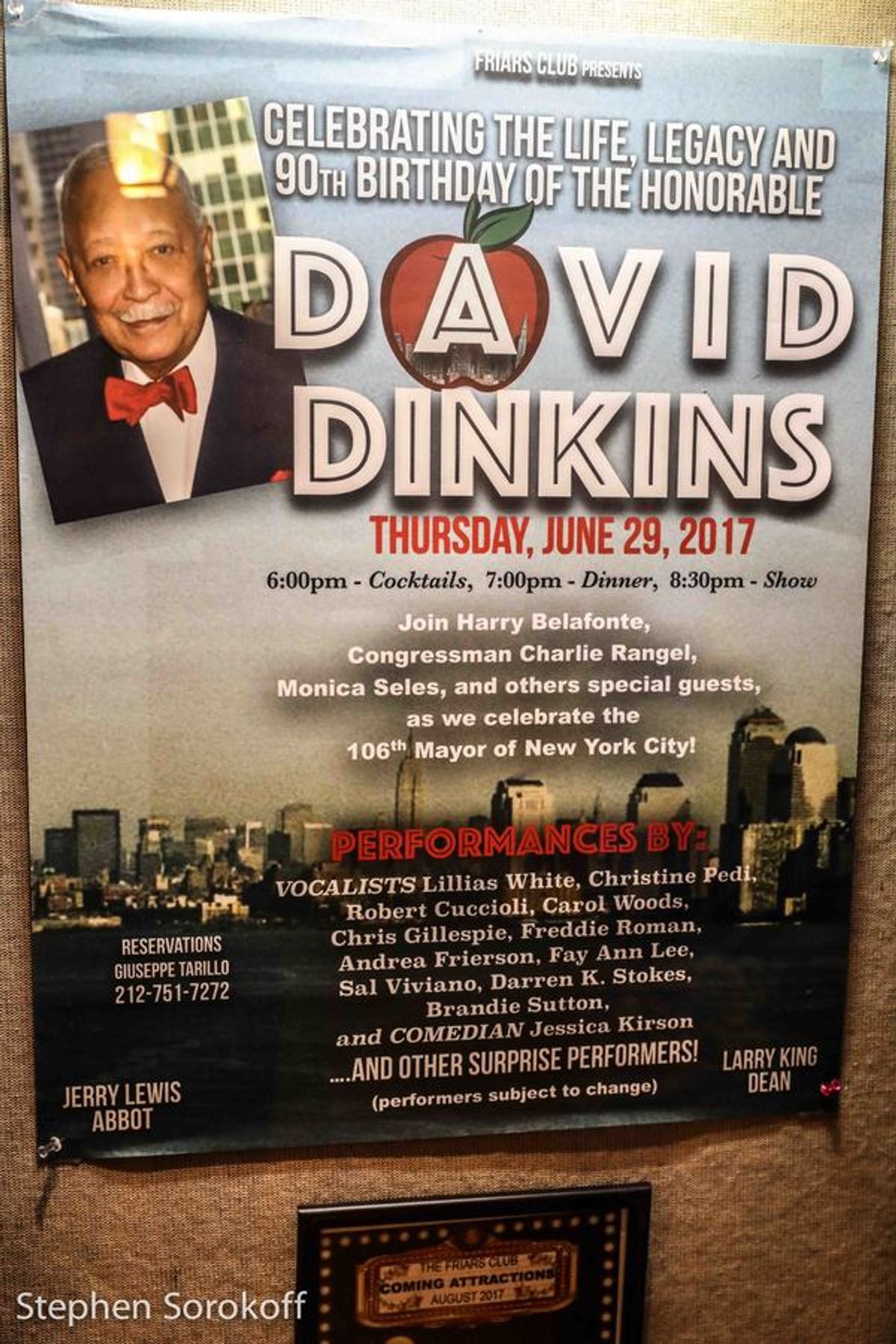 Mayor David Dinkins &amp; Michael Gyure, executive director Friars Club at 