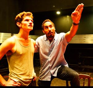 L to R: Jim Curry(Sean McCoy) and Starbuck(Brian Homer) 
 Photo