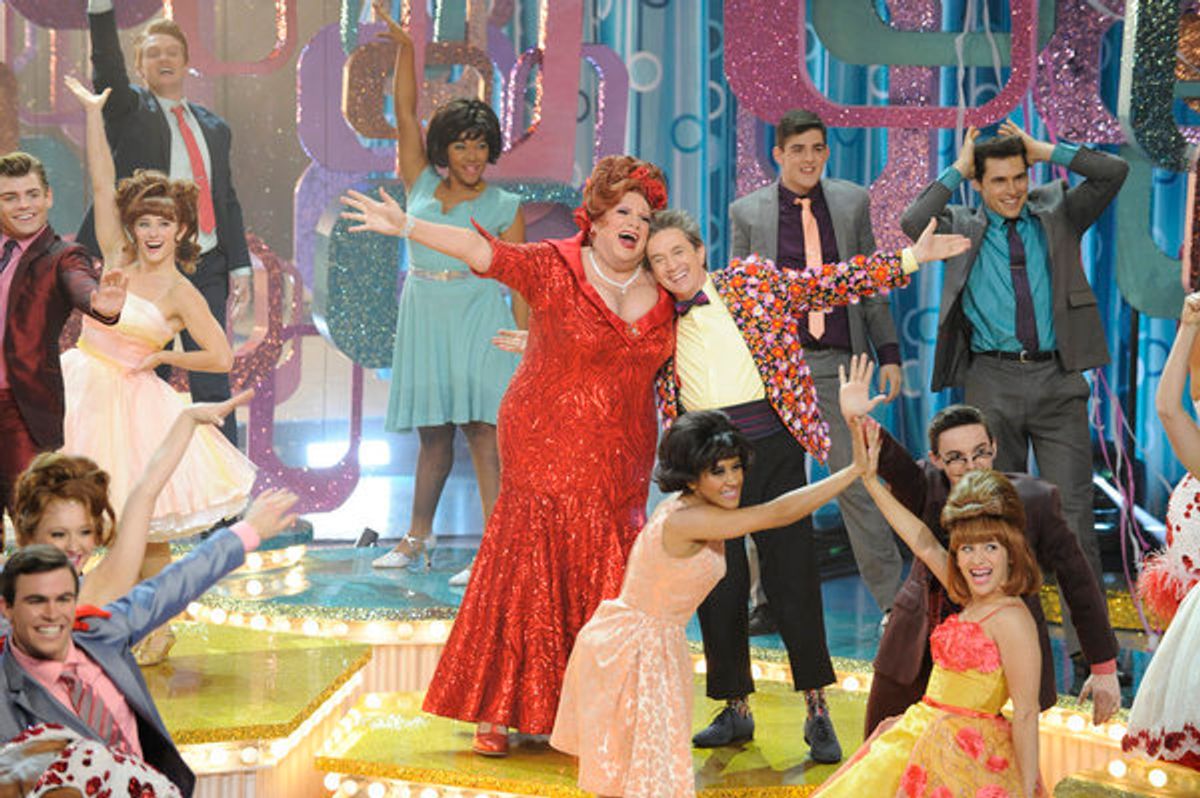 HAIRSPRAY LIVE! -- Pictured: (l-r) Harvey Fierstein as Edna Turnblad, Martin Short as Wilbur Turnblad -- (Photo by: Colleen Hayes/NBC) at 