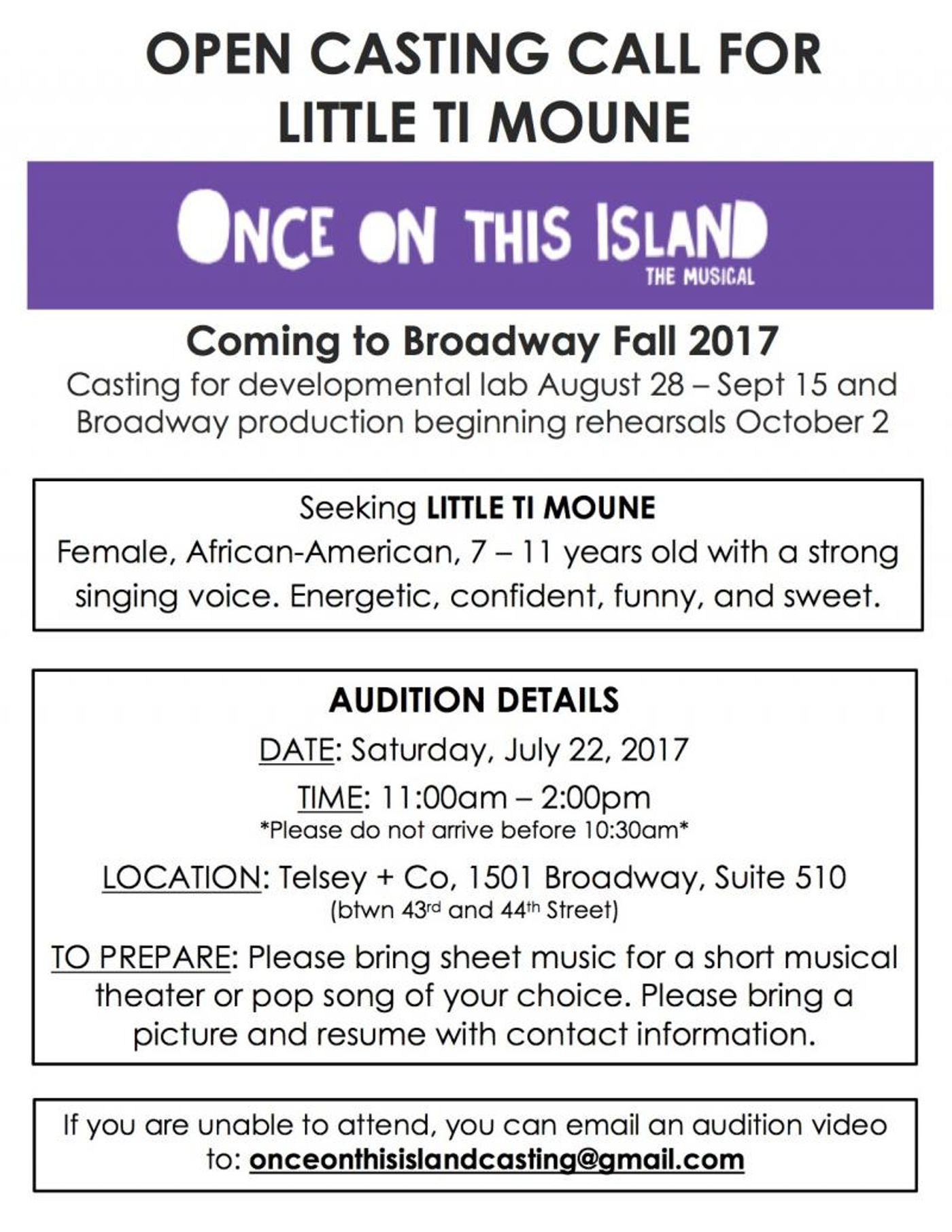 ONCE ON THIS ISLAND Will Hold Open Call to Find Little Ti Moune Image