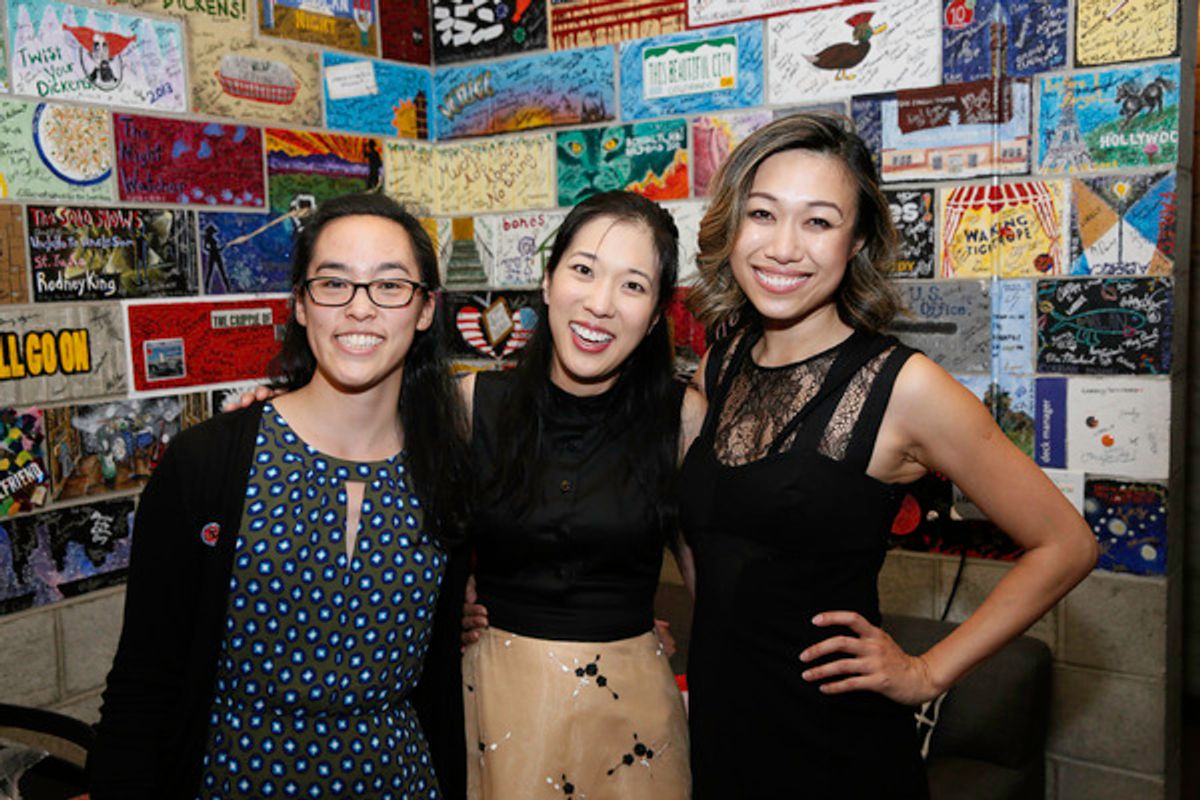 Playwright Lauren Yee and cast members Stephenie Soohyun Park and Angela Lin at 
