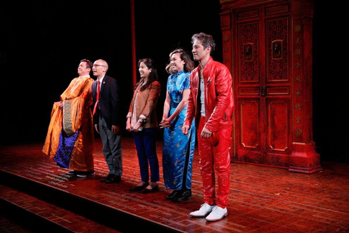 The cast takes their bow during the opening night performance of KING OF YEES at CTG's Kirk Douglas Theatre at 