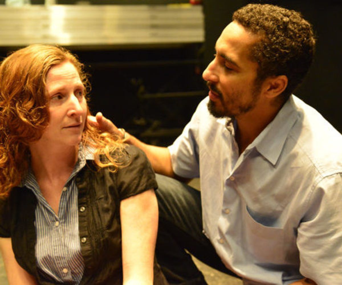 Lizzie Curry (Jessica Bates) and Starbuck (Brian Homer) at 