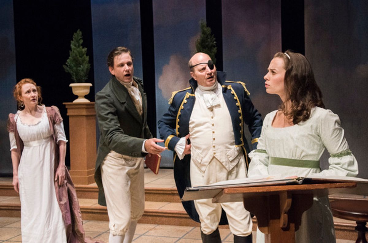 Megan Byrne (Lady Croom), Andrew William Smith (Septimus Hodge), Steven Dykes (Captain Brice), Caitlin Duffy (Thomasina Coverly) at 