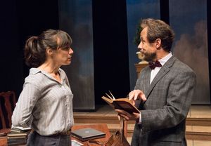 Stephanie Janssen (Hannah Jarvis), Alex Draper (Bernard Nightingale) @ BroadwayWorld Stephanie Janssen (Hannah Jarvis), Alex Draper (Bernard Nightingale) Photo