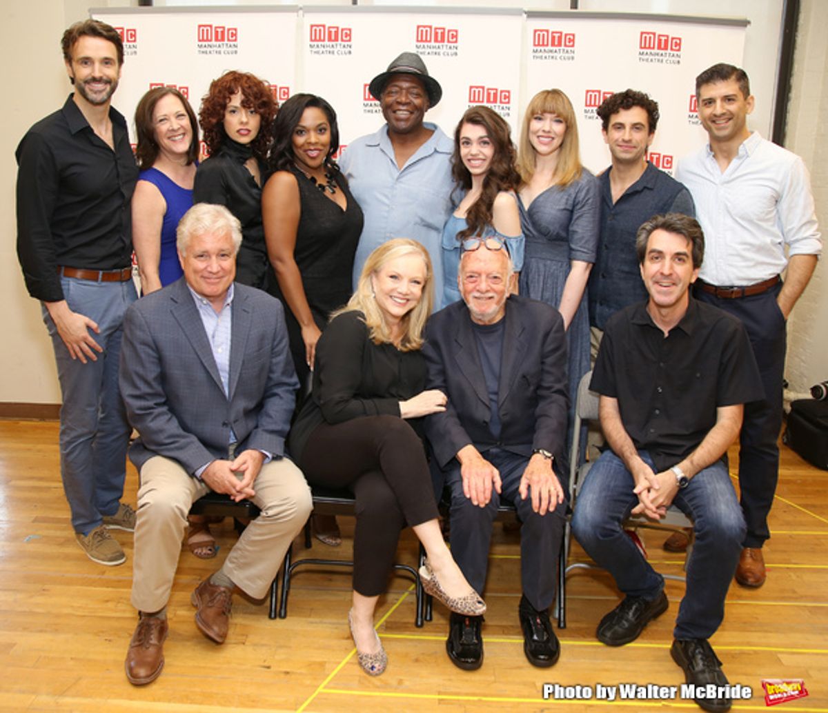 First Row: David Thompson, Susan Stroman, Hal Prince and Jason Robert Brown. Second Row: Michael Xavier, Karen Ziemba, Janet Dacal, Bryonha Marie Parham, Chuck Cooper, Kaley Ann Voorhees, Emily Skinner, Brandon Uranowitz and Tony Yazbeck attends the Meet  at 