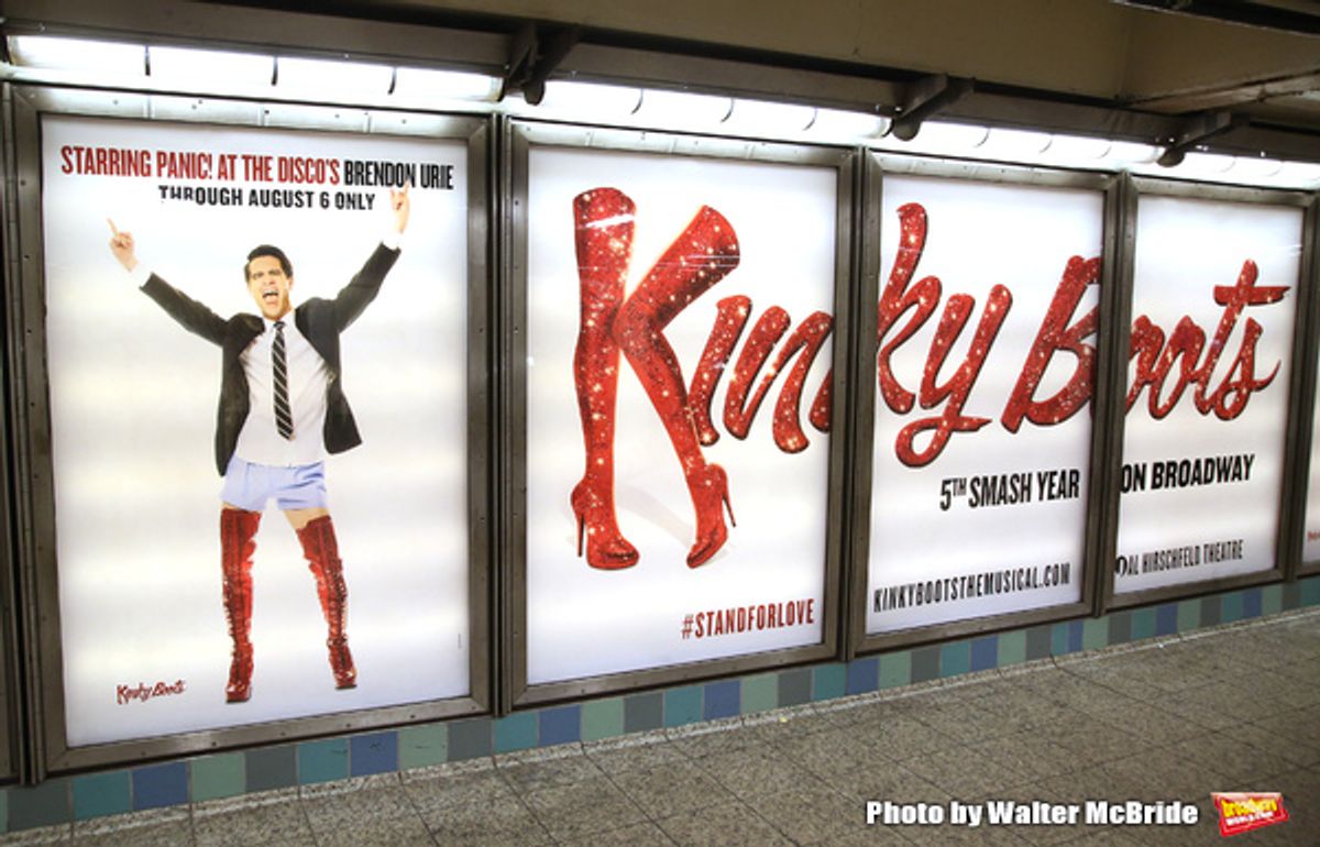 Brendon Urie unveils His Subway Billboards For Broadway's 'Kinky Boots'  at the 42nd Street Times Square Subway Station on July 20, 2017 in New York City.  at 