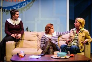 Rose Sengenberger (Ellen), Adrienne Matzen (Kayla), and Erin Oâ€Brien (Laurie) in The Comrades†production of IN THE WAKE by Lisa Kron, directed by Alex Mallory. Photo by Paul Goyette. @ BroadwayWorld Rose Sengenberger (Ellen), Adrienne Matzen (Kayla), and Erin Oâ€Brien (Laurie) in Photo