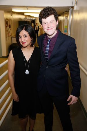 Cast members Maria Elena Ramirez and Adam Langdon pose back stage after the opening night performance of "The Curious Incident of the Dog in the Night-Time" at Center Theatre Group/Ahmanson Theatre on Thursday, August 3, 2017, in Los Angeles, California. @ BroadwayWorld Cast members Maria Elena Ramirez and Adam Langdon pose back stage after the opening n Photo