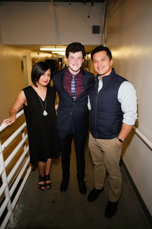 From left, cast members Maria Elena Ramirez, Adam Langdon and actor Vincent Rodriguez III pose back stage after the opening night performance of "The Curious Incident of the Dog in the Night-Time" at Center Theatre Group/Ahmanson Theatre on Thursday, Augu @ BroadwayWorld From left, cast members Maria Elena Ramirez, Adam Langdon and actor Vincent Rodriguez Photo