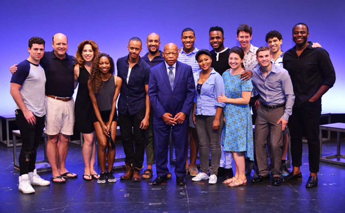 The cast of FREEDOM RIDERS with Congressman John Lewis at 