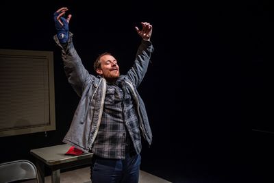 Actor and playwright Michael Milligan in MERCY KILLERS. Photo by Daylon Walton. Photo