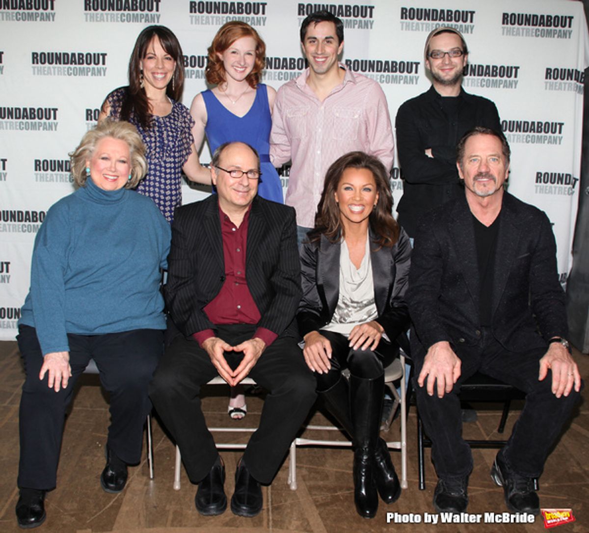 Leslie Kritzer, Erin Mackey, Matthew Scott, Euan Morton.Barbara Cook, James Lapine, Vanessa Williams & Tom Wopat
attending the Meet & Greet the cast of the Roundabout Theatre Company's production of 'SONDHEIM 0n SONDHEIM' at the their rehearsal studios in at 